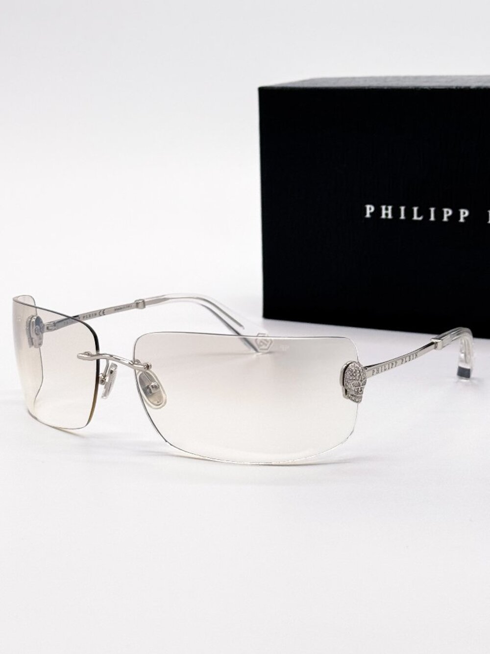 NEW PHILIPP PLEIN SUNGLASSES SPP027V 579X SILVER WOMEN EYEWEAR